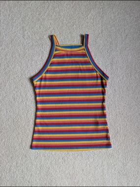 Bright Rainbow Stripe Ribbed Tank Top